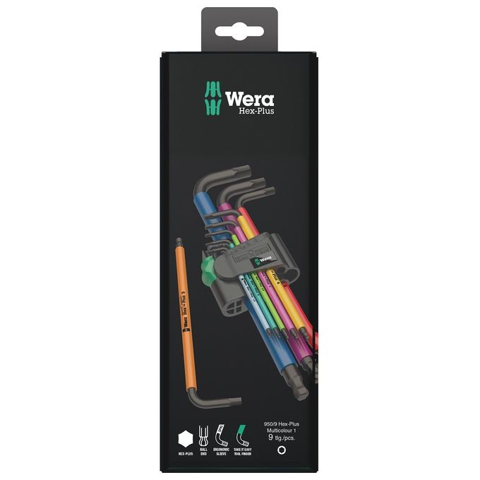 Wera 950 SPKL-9 SM N  Multicolour Assortimento di Chiavi a L Metriche BlackLaser 9 Pezzi