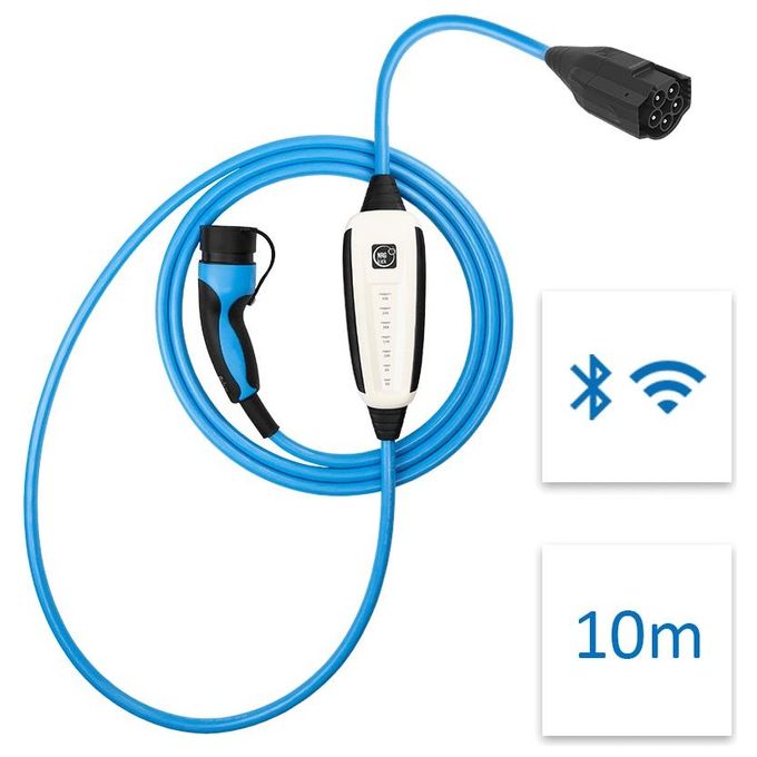NRGkick 12101000 Pure Wallbox Mobile Tipo 2 10 m 22 kW 32 A Wi-Fi Bluetooth IP67 IP69K colore Blu