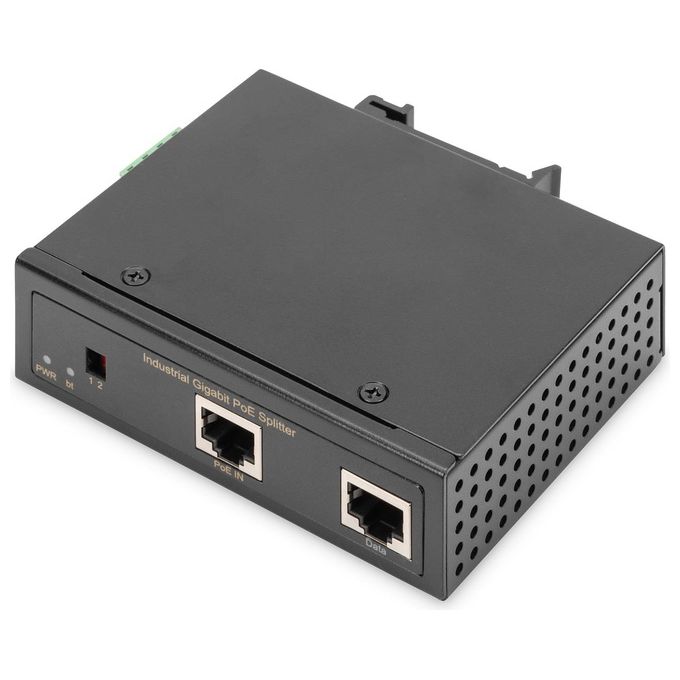 Digitus DN-651111 Splitter Industriale Gigabit PoE++ 802.3bt Uscita Selezionabile 95 W Alimentazione 12 16 24 48 V CC IP30 colore Nero