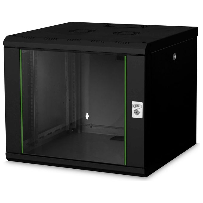 Digitus DN-19 09U-6-6-SW Armadio Rack 9U da Muro Linea SOHO Porta Vetro Sicurezza Capacita' 100 Kg colore Nero