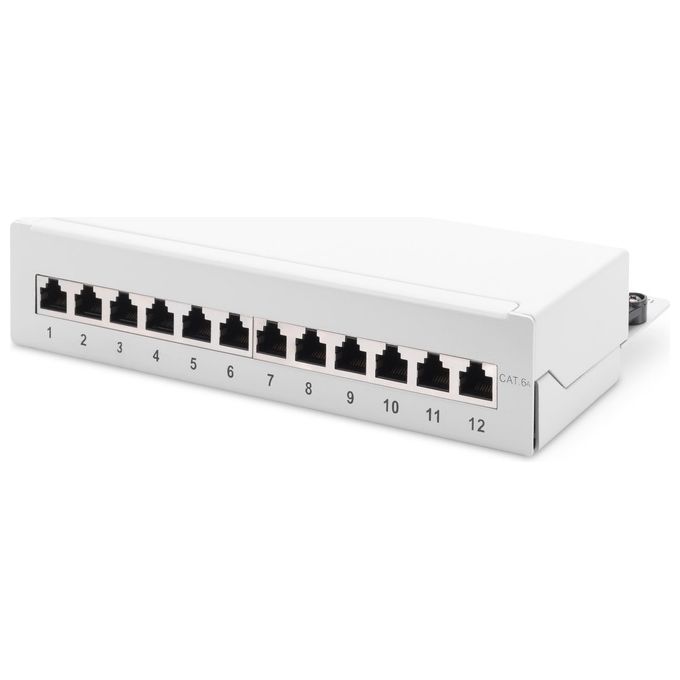 Digitus Pannello Patch Desktop per Reti Cat 6a Classe Ea 12 Porte Grigio