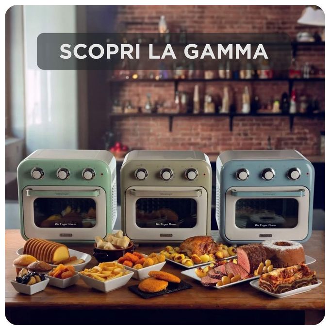 Ariete 4632 Friggitrice ad aria 2in1 con Forno Vintage 16 L 1400 W Timer 60 min Doppio Vetro Girarrosto colore Beige