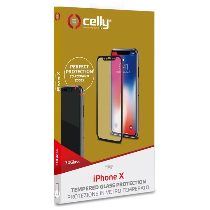 Celly 3DGLASS900WH 3d Glass per iPhone X Bianco