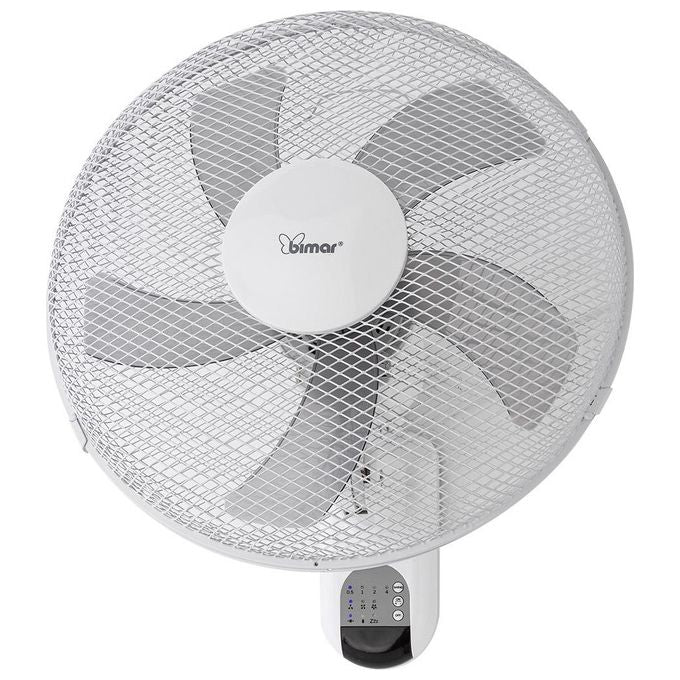 Bimar VM45 Ventilatore da Parete con Telecomando Elica 40cm 5 Pale 3 Velocita' Timer 7h 30min Oscillazione 90° colore Bianco