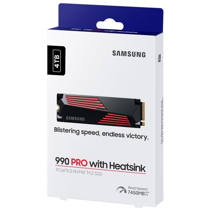Samsung MZ-V9P4T0GW 990 PRO SSD Interno NVMe M.2 4TB PCIe 4.0 7450 MB-s con Dissipatore di Calore