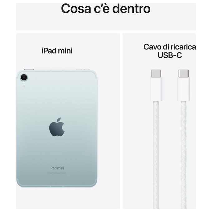 Apple MXPP3TY-A iPad mini Tablet 128GB Wi-Fi + Cellular 5G USB-C colore Blu