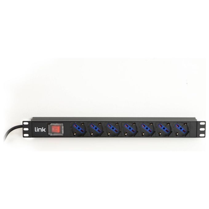 Link Multipresa da Rack 19'' 7 Prese Universali con Interruttore Spina Italiana 16A Cavo 5mt