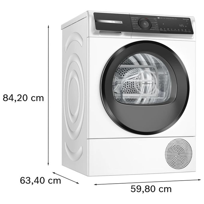 Bosch WQH245A0IT Serie 6 Asciugatrice Pompa di Calore 9 Kg Classe A SmartDry Home Connect AutoDry (84x60x60 cm) colore Bianco