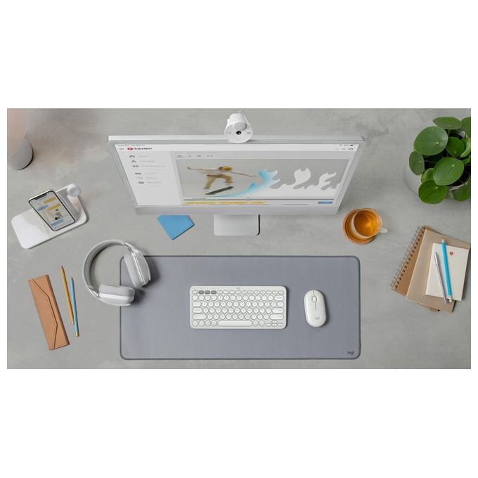 Logitech Pebble 2 M350s Mouse Ambidestro RF senza Fili  Bluetooth Ottico 4000 DPI Offwhite