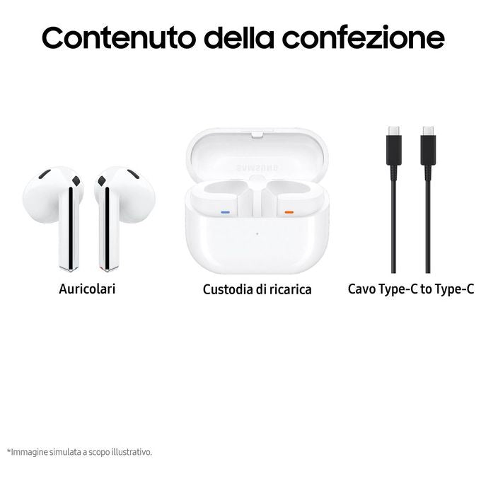 Samsung Galaxy Buds3 Auricolari True Wireless Bianchi, Audio Hi-Fi, IP57
