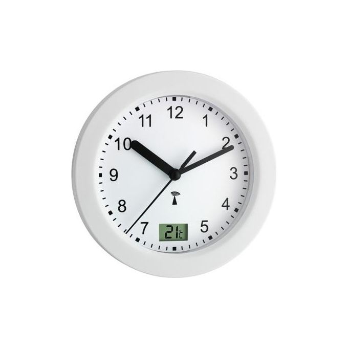 Tfa-Dostmann Orologio Radio da Bagno con Visualizzazione della Temperatura ad Altissima Precisione Fissato con 4 Grandi Ventose