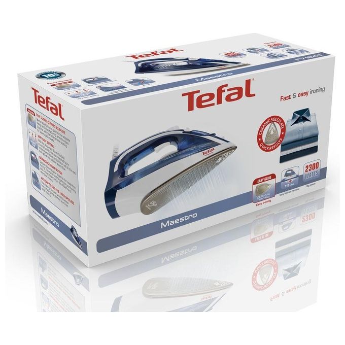 Tefal Maestro 2 FV1845E0 Ferro da Stiro a Secco e a Vapore CeramicGlide Blu-Bianco 2300W