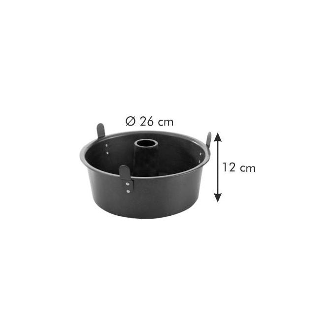 Tescoma 623152 DELICIA Stampo per Angel Cake e Chiffon Cake 26 cm con Fondo Estrabile Rivestimento Antiaderente Lavabile in Lavastoviglie colore Nero