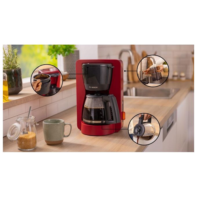 Bosch TKA3M133 MyMoment Macchina da caffe' americana 1,4 L 15 tazze 1200 W Funzione keep warm Serbatoio estraibile Sistema antigoccia colore Nero 1.25 L