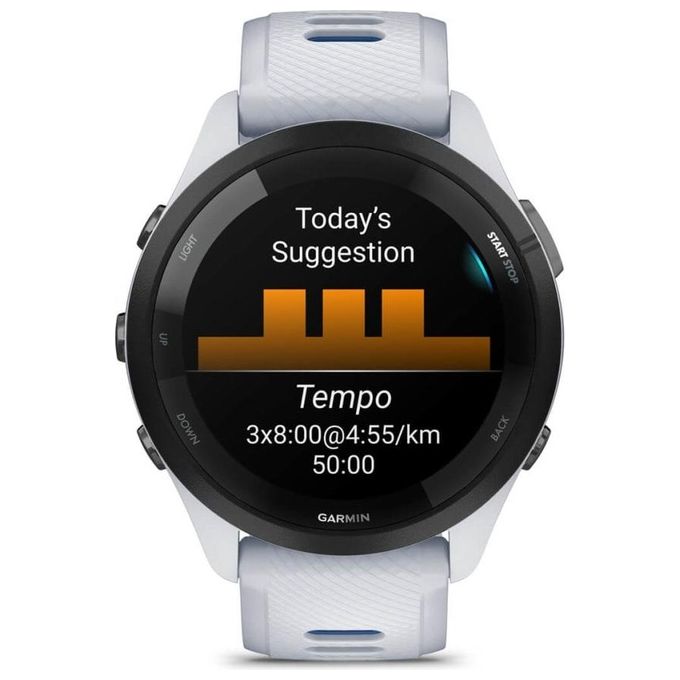Garmin 010-02810-11 Forerunner 265 Smartwatch GPS Multi-Banda Display AMOLED 1.3'' 46mm 8GB Wi-Fi VO2max HRV colore Bianco Nero