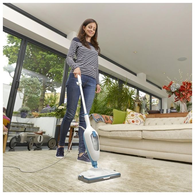 Black and Decker FSMH13E5 Lavapavimenti a Vapore Steam Mop 5 in 1 1300 W 380 ml colore Bianco Blu