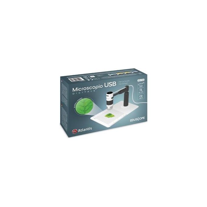 Atlantis E45-MS725 Microscopio Digitale USB Risoluzione UXGA 1600x1200 Ingrandimento 60x e 250x Doppio Fuoco Supporto Regolabile colore Nero
