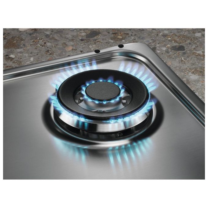 Electrolux EGS6414X Piano cottura a gas 60 cm 4 fuochi Wok multicorona 4000 W comandi laterali accensione elettronica Sicurgas colore Inox