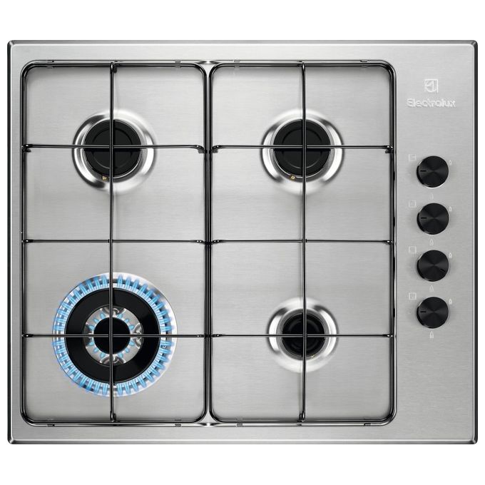Electrolux EGS6414X Piano cottura a gas 60 cm 4 fuochi Wok multicorona 4000 W comandi laterali accensione elettronica Sicurgas colore Inox