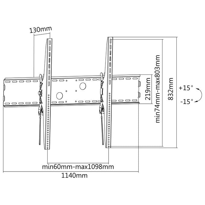 Equip 650322 Supporto per Montaggio a Parete TV Curvo e Inclinato 60'' a 100'' 100 Kg Inclinazione Regolabile Nero