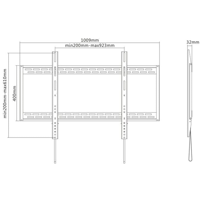 Equip 650323 Staffa per montaggio a parete fissa per TV curvo e piatto da 60'' a 100'' Capacita' fino a 100 Kg VESA 900x600 max colore Nero