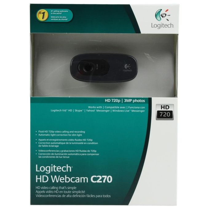 Logitech C270 960-000582 Webcam Hd Alta Definizione, USB, Nero