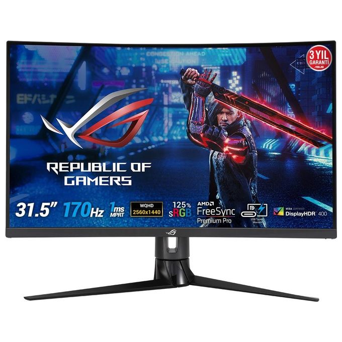 Asus 90LM03S0-B04170 ROG Strix XG32VC Monitor Gaming Curvo 31.5'' WQHD 2560x1440 170Hz 1ms VA FreeSync Premium Pro DisplayHDR 400 USB Type-C colore Nero