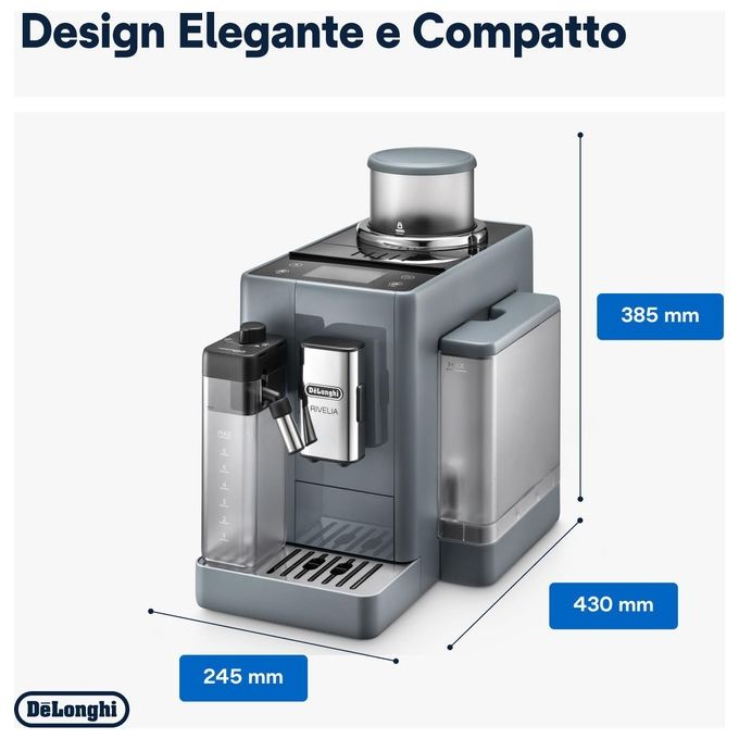 De'Longhi EXAM440.55.G Rivelia Macchina da caffe' Automatica 1,4 L 19 bar 1450 W Bean Switch LatteCrema Hot colore Grigio