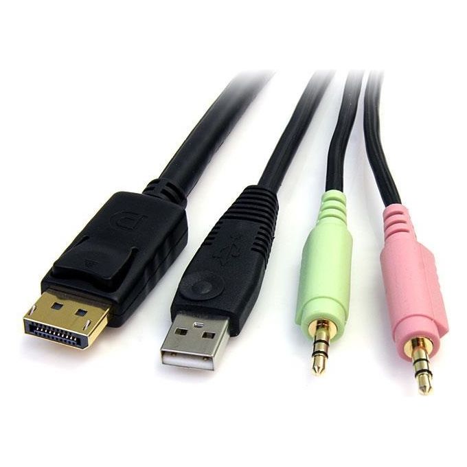 StarTech Cavo switch KVM DisplayPort USB 4 in 1 con audio e microfono 1,8 m