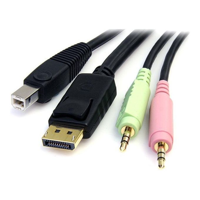 StarTech Cavo switch KVM DisplayPort USB 4 in 1 con audio e microfono 1,8 m