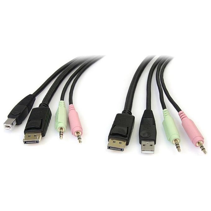 StarTech Cavo switch KVM DisplayPort USB 4 in 1 con audio e microfono 1,8 m