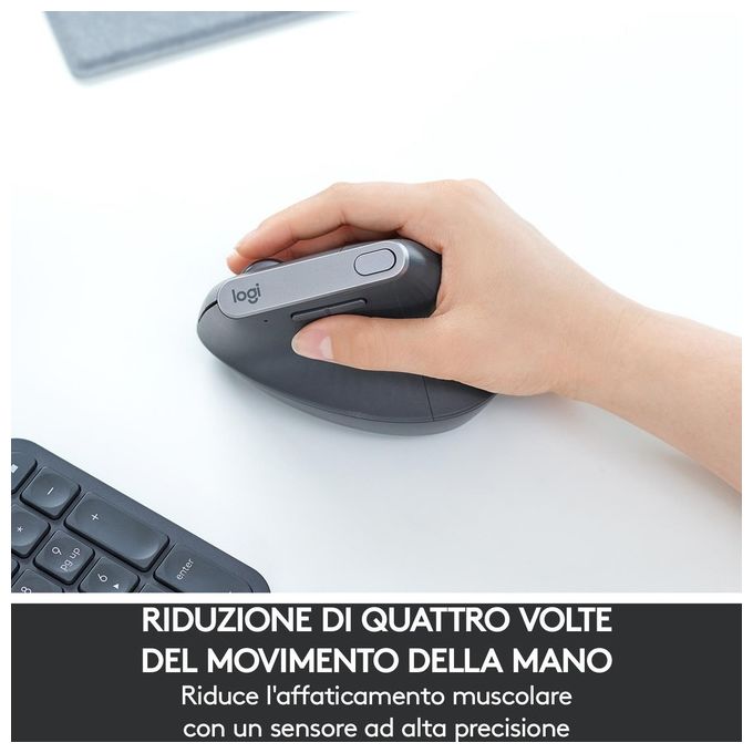 Logitech MX Vertical Mouse Ergonomico Avanzato Cablato e Wireless per un Minore Sforzo Muscolare