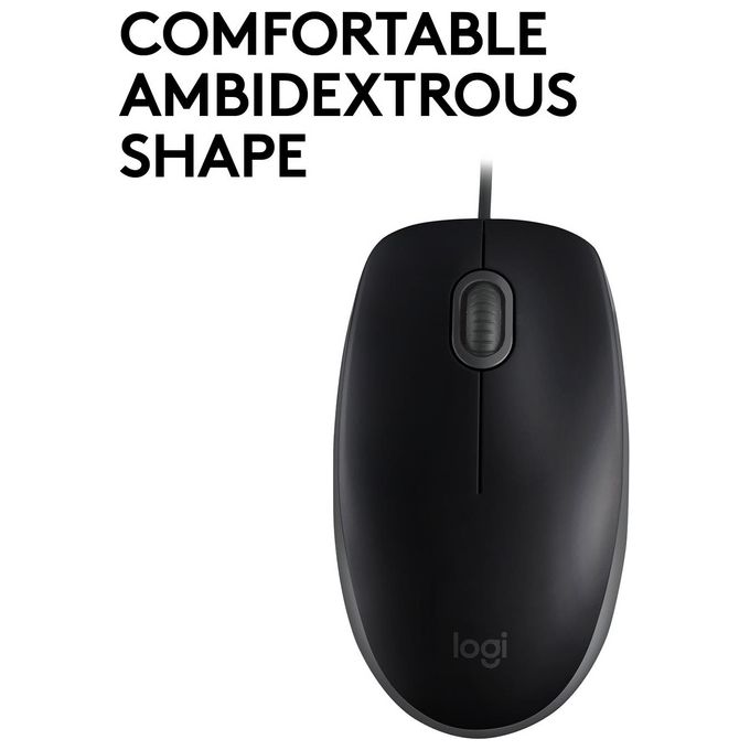 Logitech 910-005508 B110 Silent Mouse Ottico USB Ambidestro 1000 DPI 3 Pulsanti cavo 1.8 m colore Nero