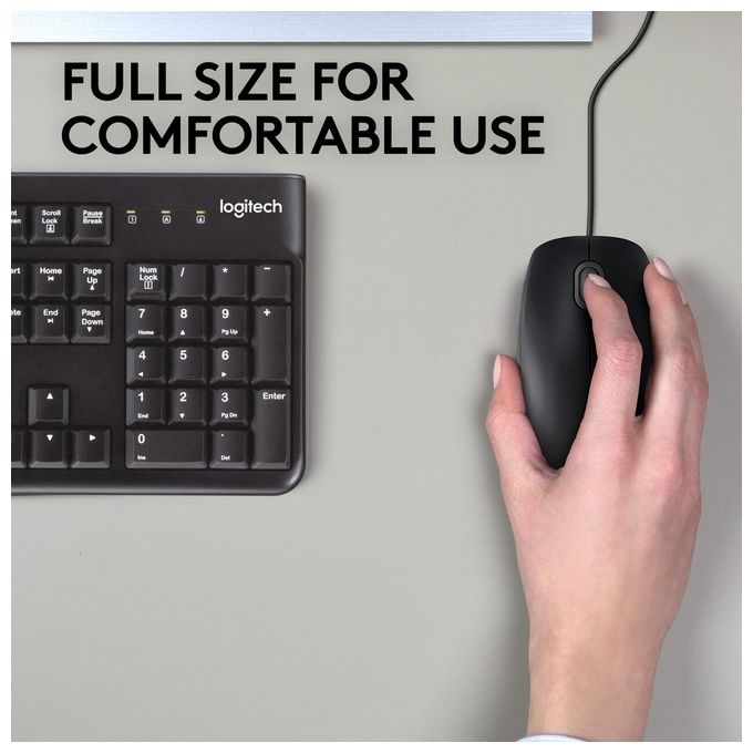 Logitech 910-005508 B110 Silent Mouse Ottico USB Ambidestro 1000 DPI 3 Pulsanti cavo 1.8 m colore Nero