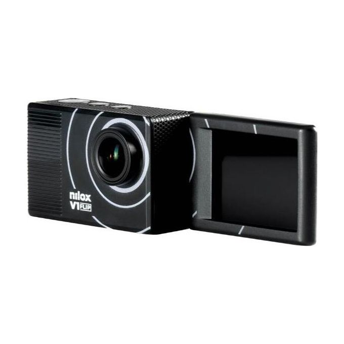 Nilox NXACV1FLIP01 V1 FLIP Fotocamera per Sport d'Azione 4K Ultra HD 4 MP CMOS Display LCD 2'' Flip-Out Custodia Impermeabile 30 m Batteria Doppia colore Nero