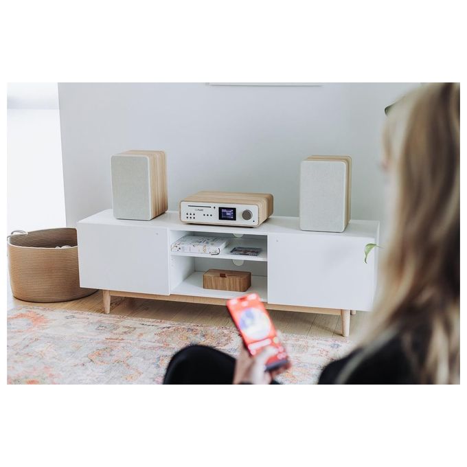 Pure 252807 Classic Stereo Microsistema HiFi DAB+ FM CD Bluetooth 5.2 Wi-Fi Spotify 50W colore Bianco Quercia