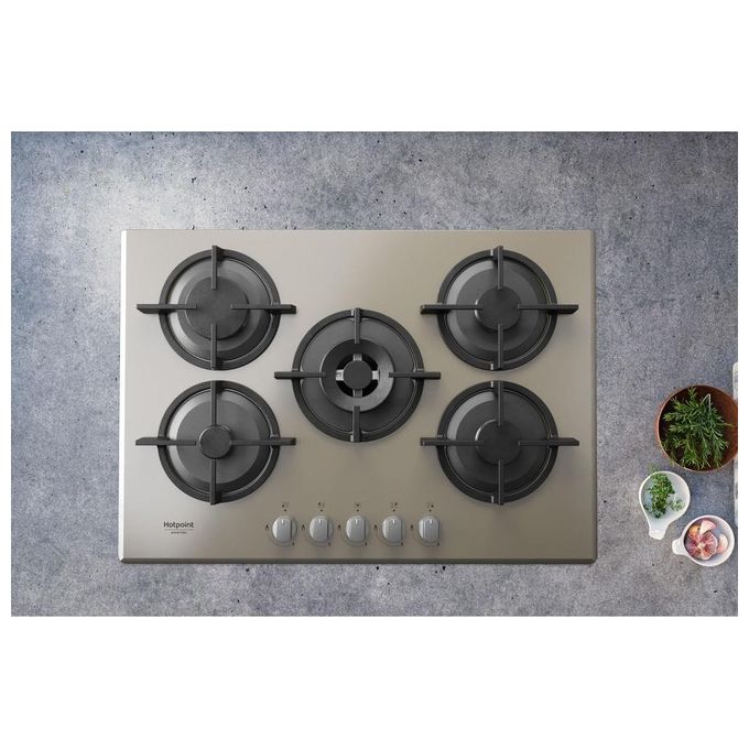Hotpoint HAGD 72S-CH Diamond Piano cottura a gas 73 cm 5 fuochi griglie in ghisa accensione elettronica colore Champagne