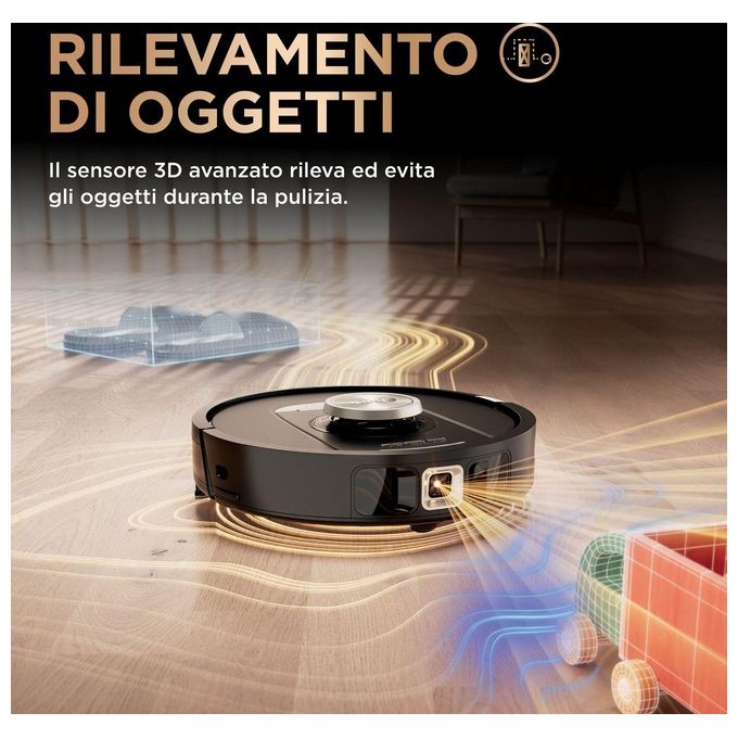 Shark RV2800ZEEU PowerDetect NeverTouch Pro Robot Aspirapolvere e Lavapavimenti 2 in 1 Navigazione 3D LiDAR Autonomia 100 min Wi-Fi-App colore Nero