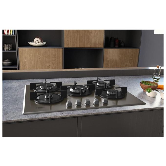 Hotpoint HAGD 72S-CH Diamond Piano cottura a gas 73 cm 5 fuochi griglie in ghisa accensione elettronica colore Champagne
