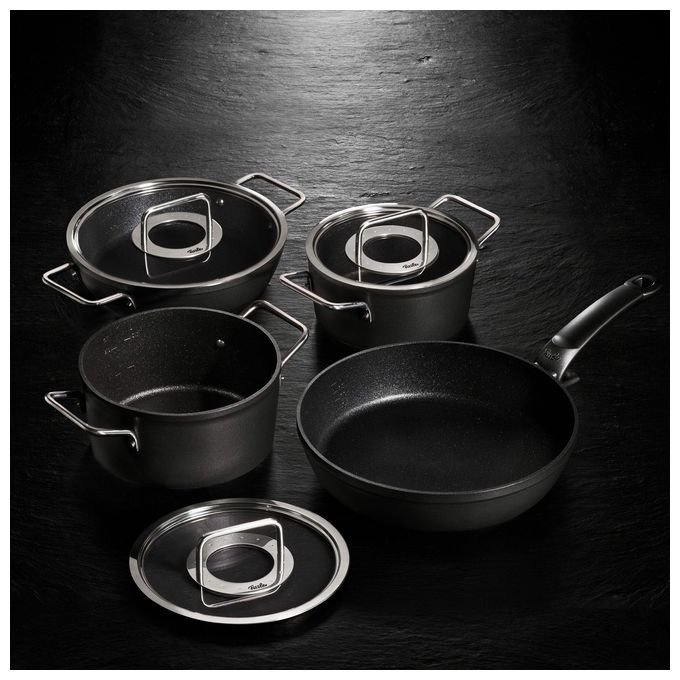 Fissler 156-125-02-000-0 Adamant Set di pentole in alluminio 2 pezzi con coperchio in vetro compatibile induzione colore Grigio