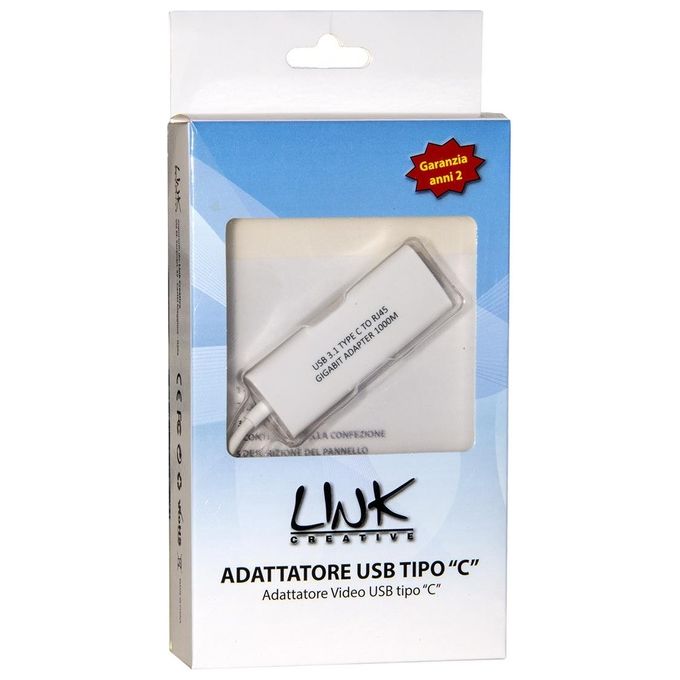 Link Adattatore Usb Tipo C Maschio a Connettore Rj45 Femmina per Reti Gigabit 10-100-1000