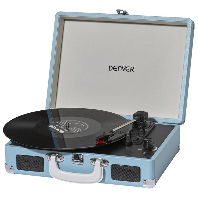 Denver VPL-120BLUE Giradischi USB a valigia con altoparlanti integrati e uscita phono colore Blu