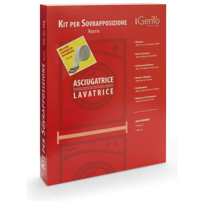 I-Genio 958IGENIO Kit di Sovrapposizione Universale per Lavatrice e Asciugatrice 60x45 cm (60x45 cm) colore Bianco