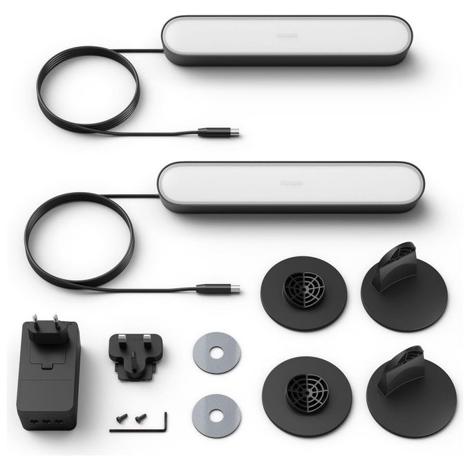 Philips Hue Play Lampada Led Connessa Unita' Base con Alimentatore 2 Pezzi Nero