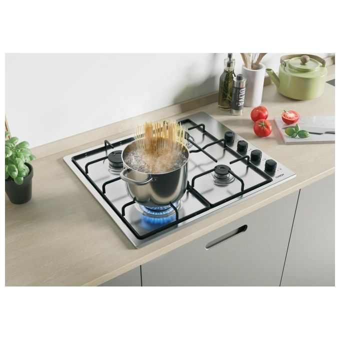 Candy Piano cottura a gas 4 Zone Griglie smaltate Accensione elettrica 60 cm Inox sempre in perfette condizioni