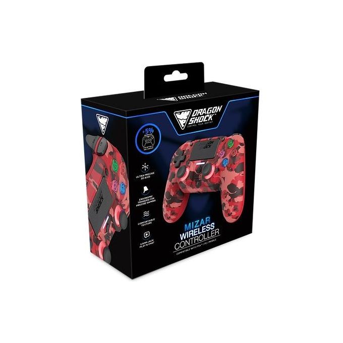 Dragonshock DSCPS4-RC Mizar Gamepad Wireless Bluetooth per PlayStation 4 Touchpad Analogico 620 mAh colore Mimetico Rosso