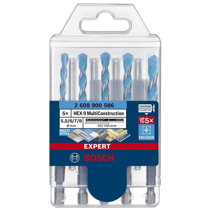 Bosch HEX-9 MC Drill Bit Set 5 Pezzi 5.5-6-7-8