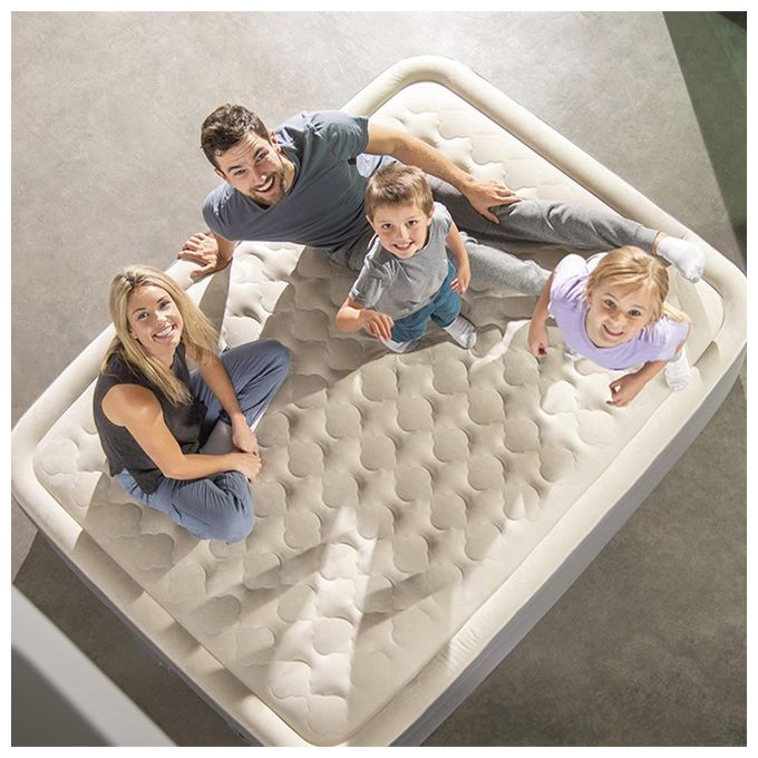 Intex 64926ND DuraBeam PremAire II Materasso Gonfiabile Matrimoniale Fiber-Tech 152x203x46 cm Pompa Integrata Porta USB 272 Kg colore Grigio