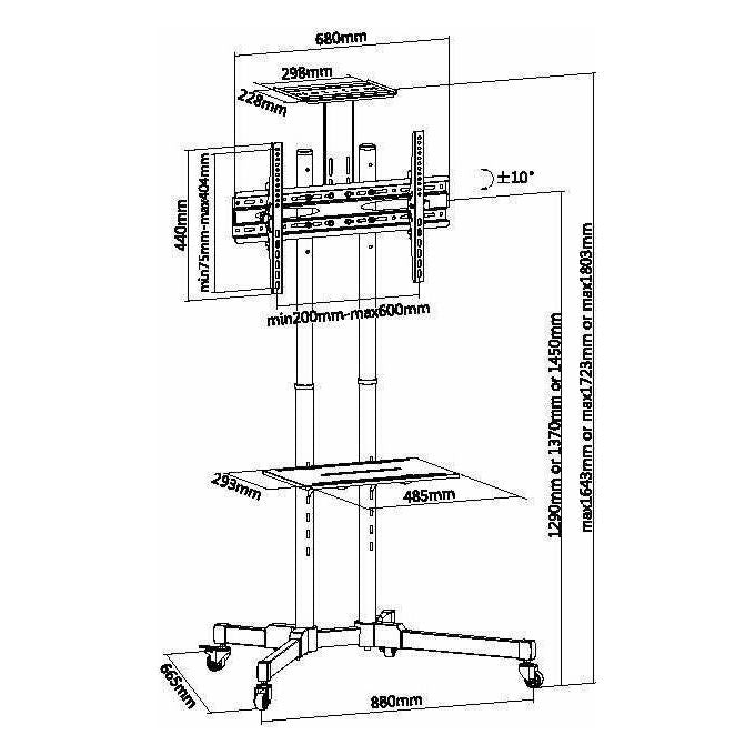 Equip Base da Pavimento per Tv a Schermo Piatto 70'' Nero