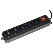 Emmegi LKMP05LN Multipresa 5 Prese Universali Ita Schuko 10-16A Spina 16A con Interruttore Protezione Sovraccarico colore Nero